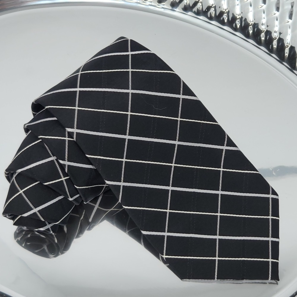 Axist Essentials Mens Black Tie Event Geometric Silk Necktie 58" x 3.5"‎